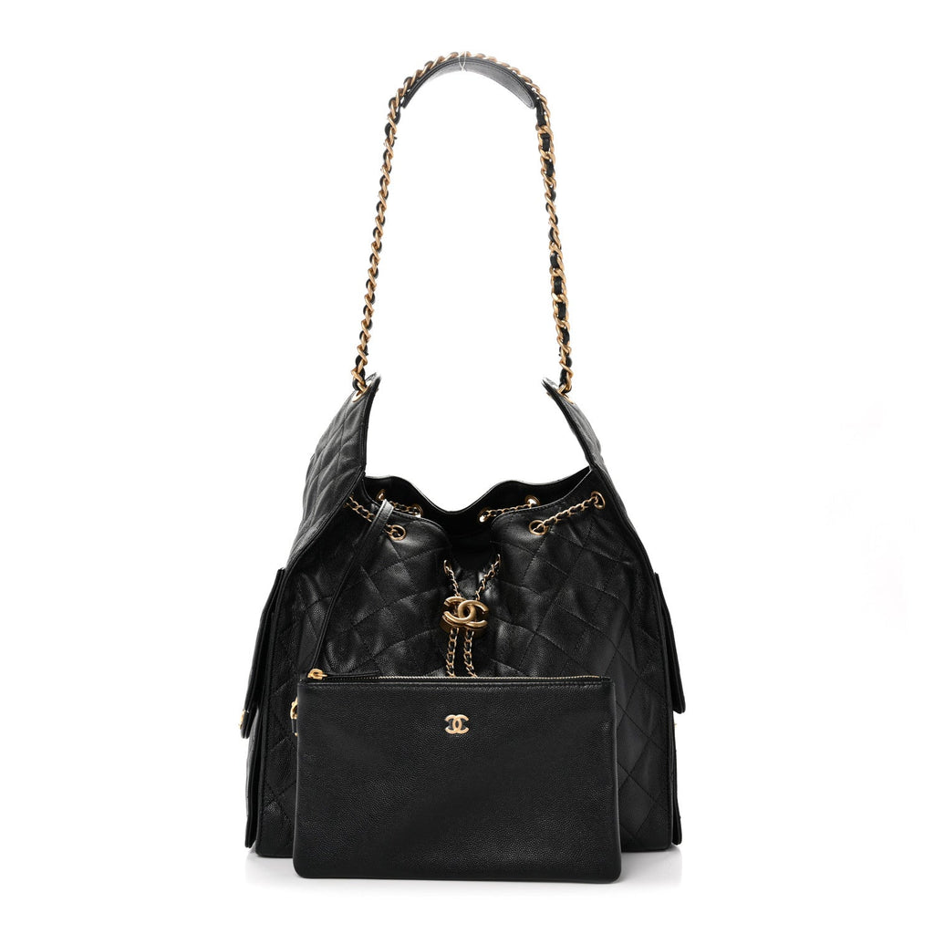 Caviar Quilted Medium Chanel 25 Handbag Black