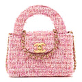 Tweed Quilted Mini Nano Kelly Shopper Pink