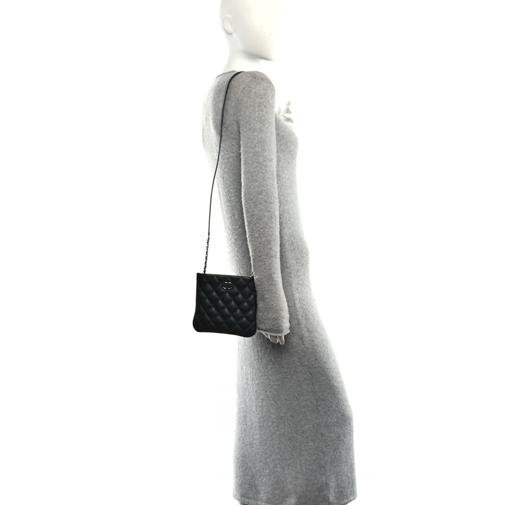 Lambskin Quilted Crossbody Bag Black