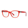 Versace Eyeglasses Cat Eye Full Rim, Transparent Red Frame and Clear Demo Lenses Lens VE32735307