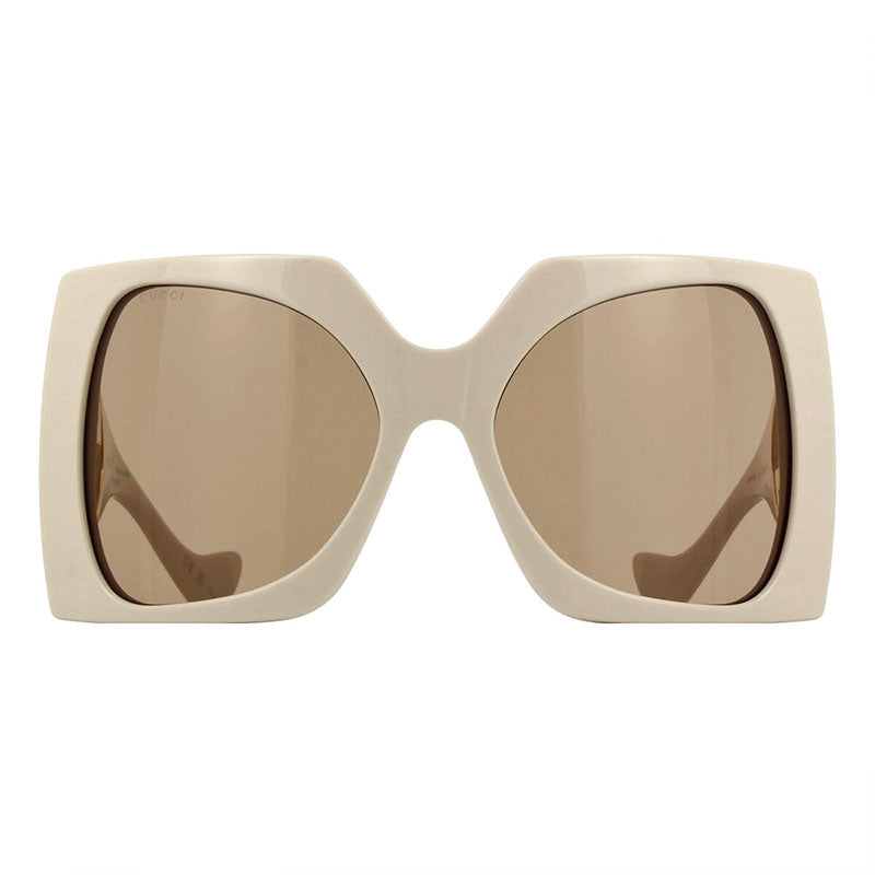 Gucci Sunglasses Square Full Rim, Ivory Frame and Light Brown Lens GG1255S002