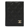 Caviar Quilted Card Holder Wallet Black