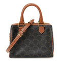 Triomphe Canvas Calfskin Small Boston Bag Tan