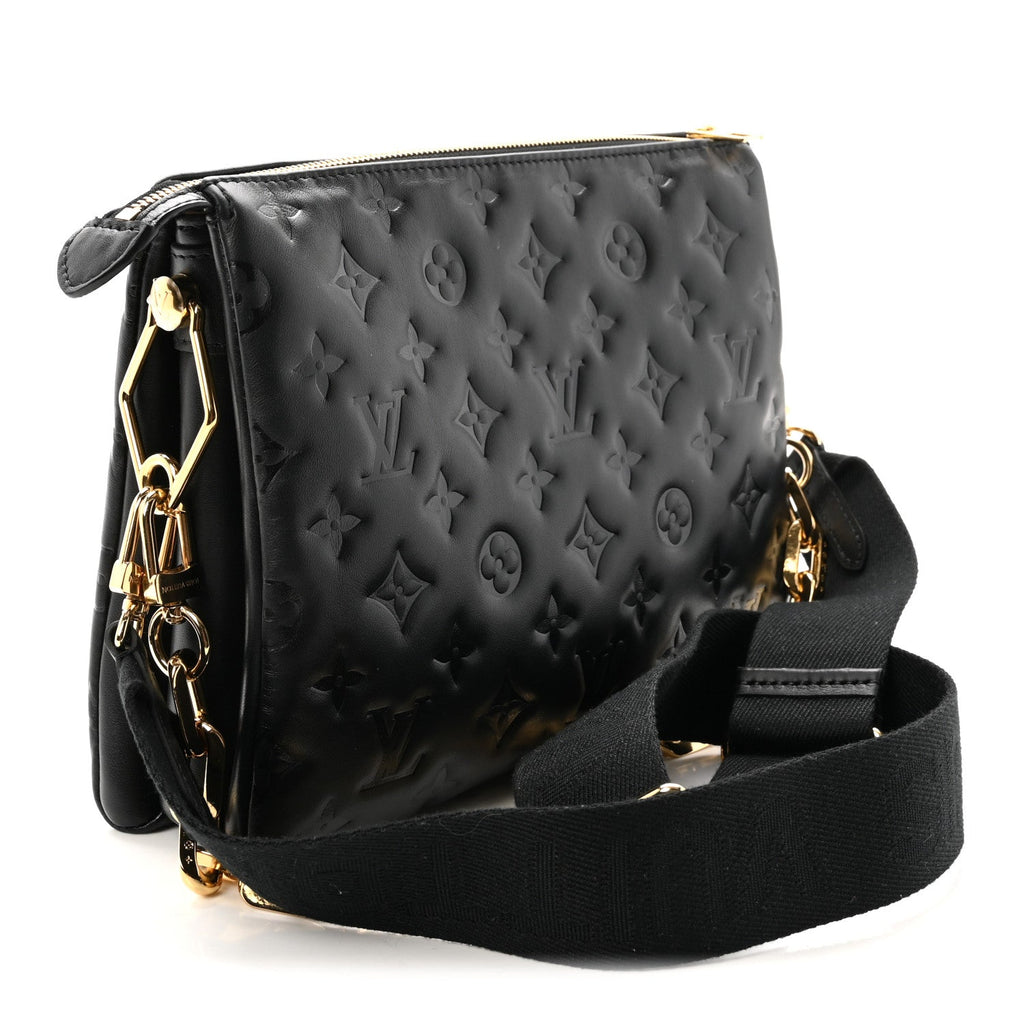Lambskin Embossed Monogram Coussin PM Black