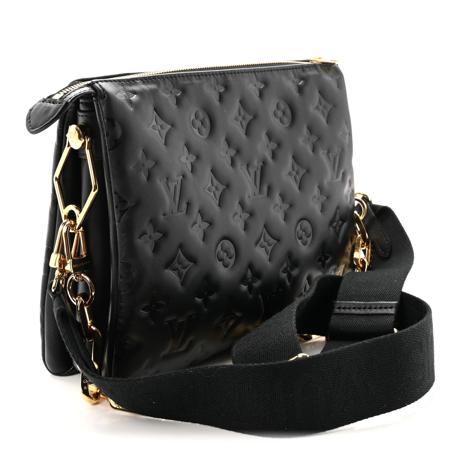 Lambskin Embossed Monogram Coussin PM Black