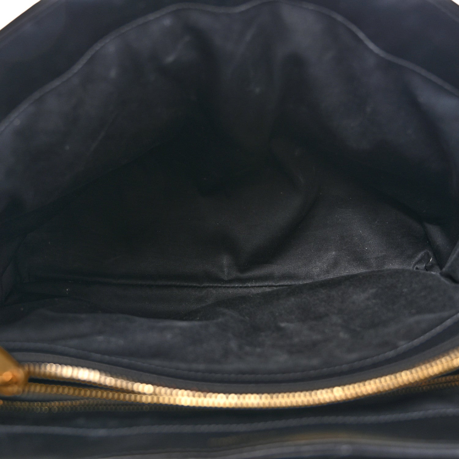 Calfskin Y Quilted Monogram Large Loulou Chain Satchel Black