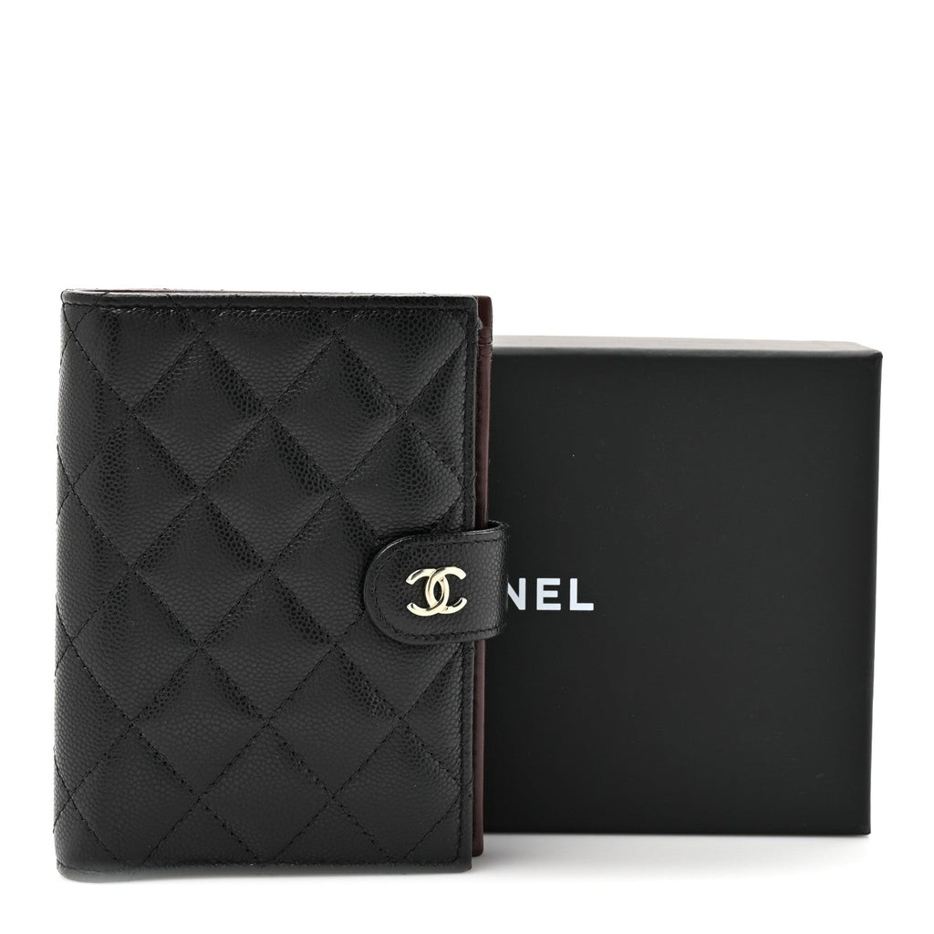 Caviar Quilted Passport Holder Black