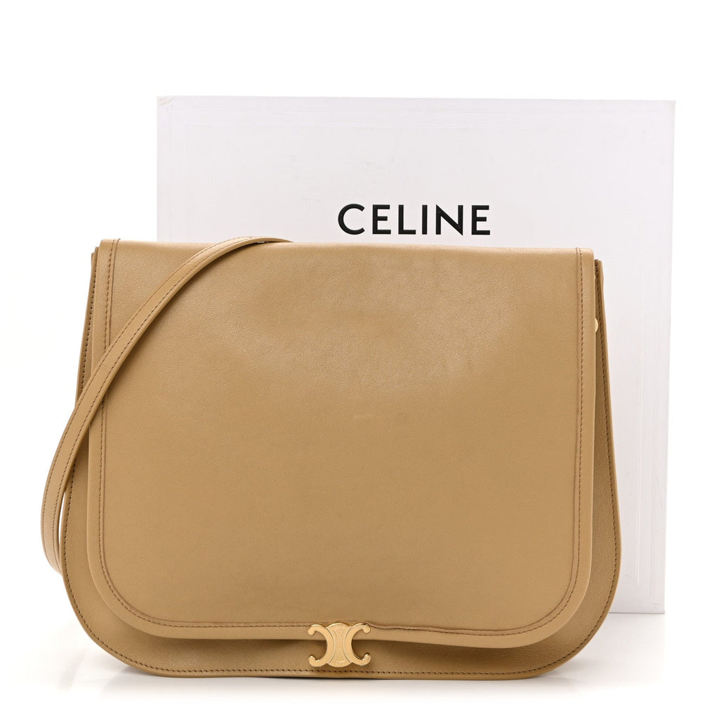 Shiny Lambskin Soft Triomphe Besace Bag Sandcastle