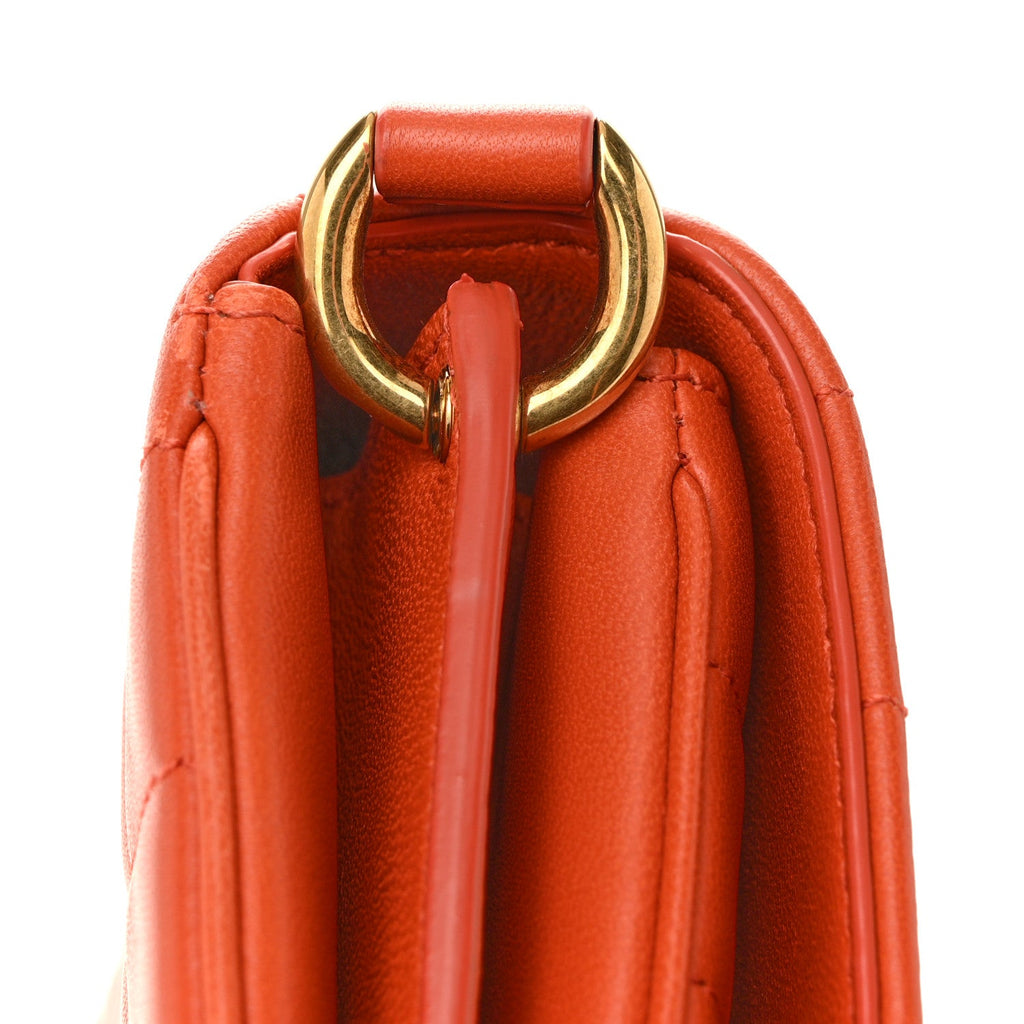 Lambskin Carre Quilted Le Maillon Satchel Orange