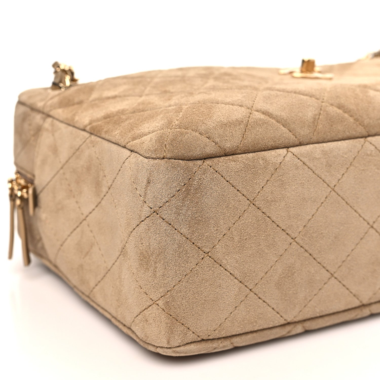 Suede Calfskin Quilted Camerissimo Case Beige