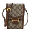 GG Supreme Monogram Mini Horsebit 1955 Crossbody Bag Beige Brown Sugar