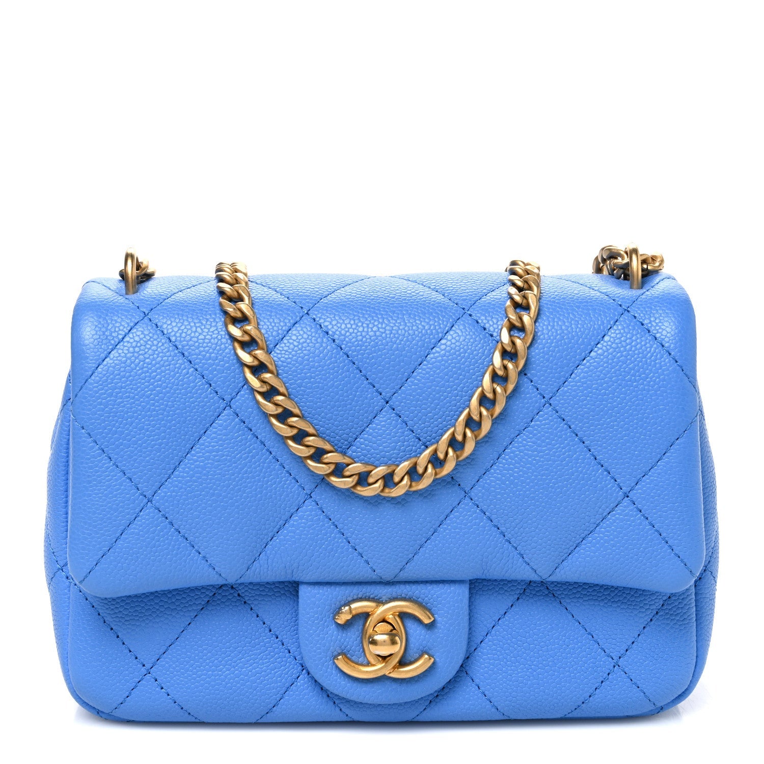 Caviar Quilted Mini Sweetheart Flap Blue