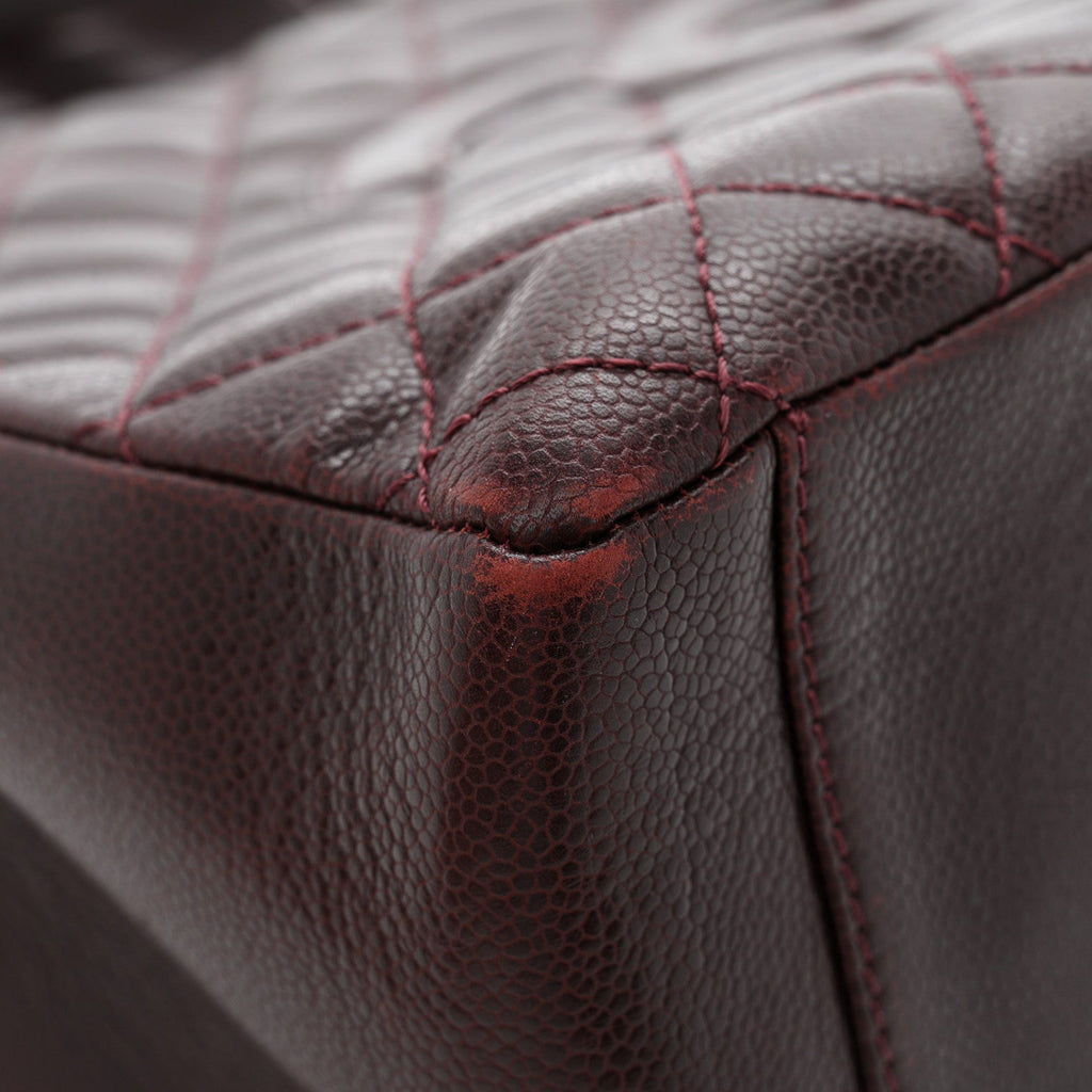 Caviar Quilted Grand Shopping Tote GST Dark Bordeaux