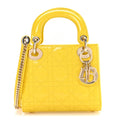 Patent Cannage Mini Lady Dior Yellow