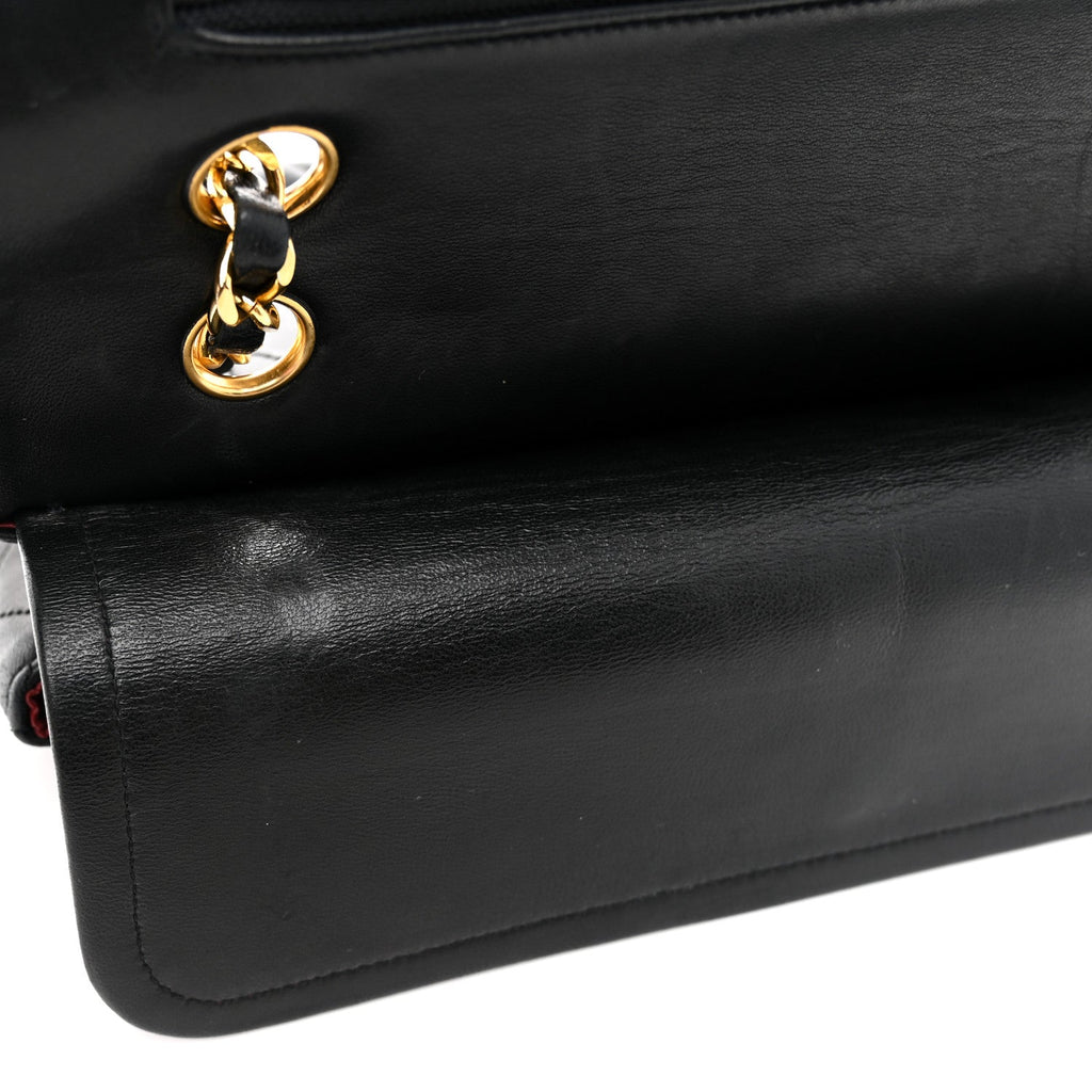 Lambskin Quilted Small Double Flap Black