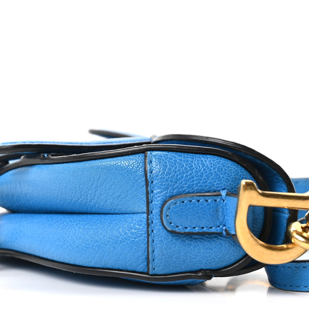 Goatskin Micro Saddle Bag With Strap Blue