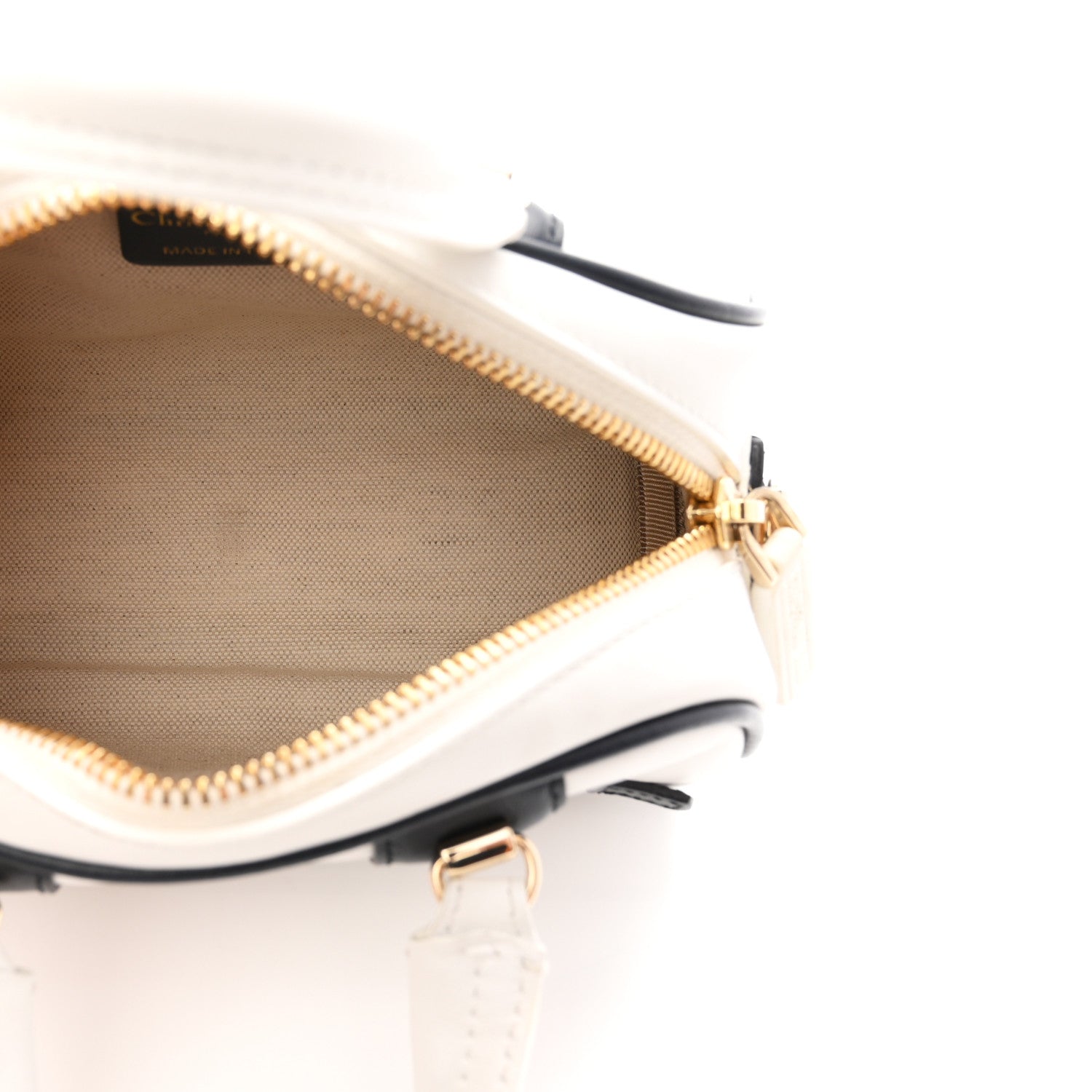 Calfskin Micro Dior Vibe Zip Bowling Bag White