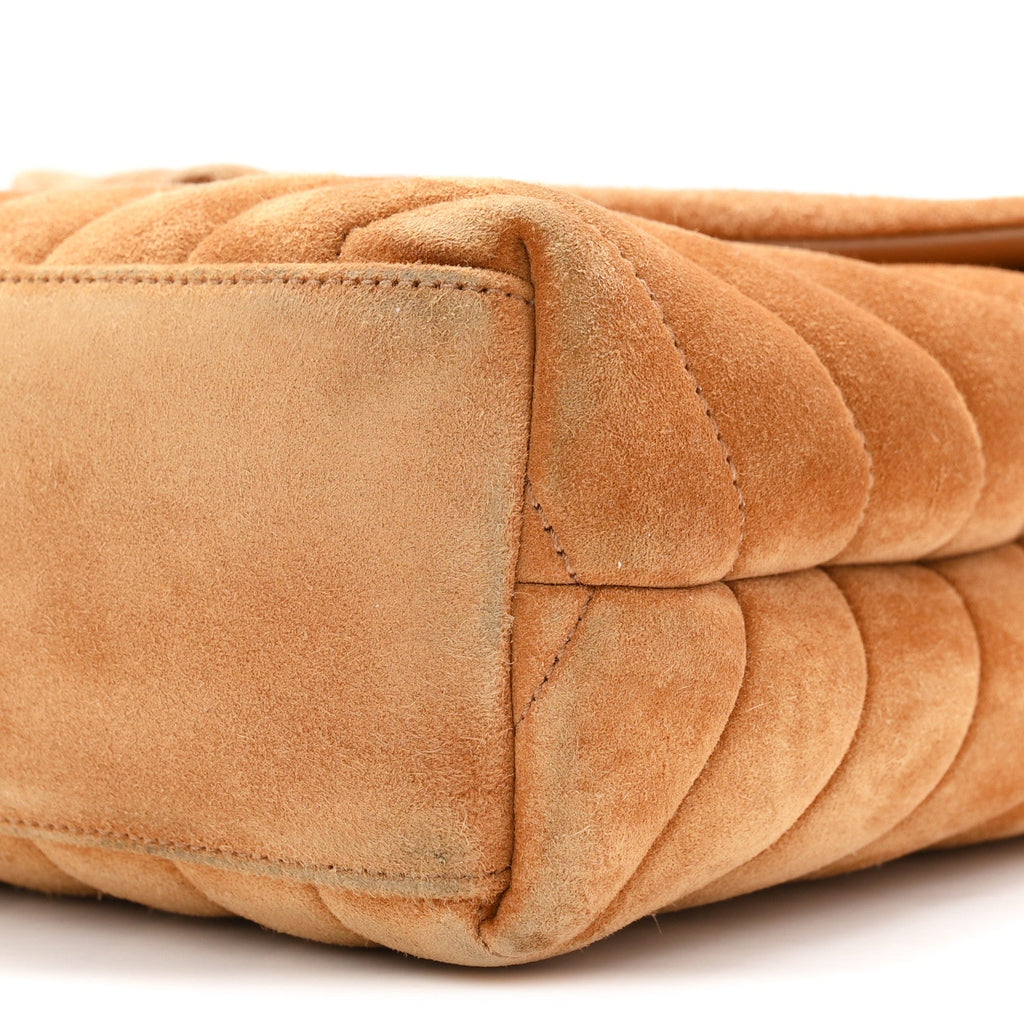 Suede Calfskin Y Quilted Monogram Small Loulou Chain Satchel Cinnamon