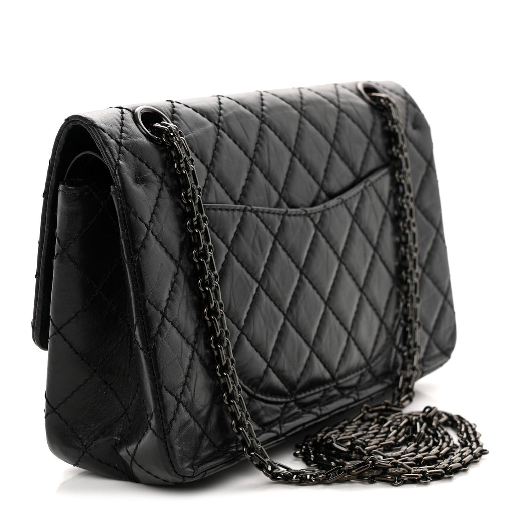 Aged Calfskin Quilted 2.55 Reissue 225 Flap So Black