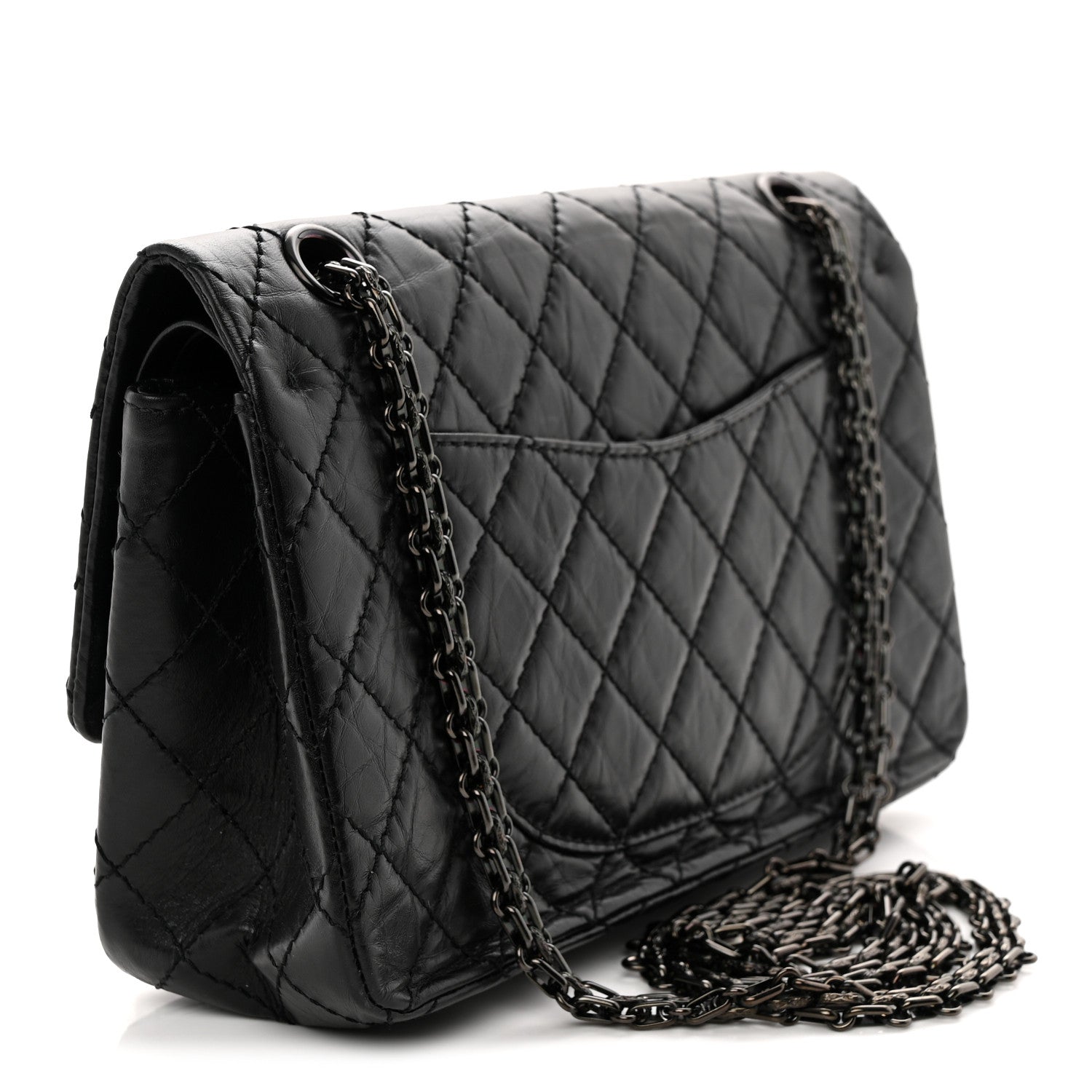 Aged Calfskin Quilted 2.55 Reissue 225 Flap So Black