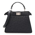 Ostrich Shiny Nappa Petite Peekaboo I SEE U Satchel Dark Blue