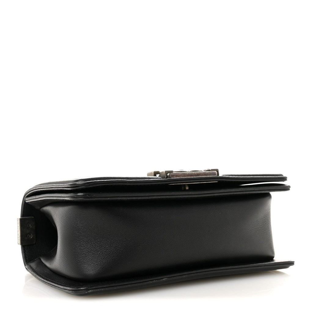 Lambskin Quilted Small Boy Flap Black