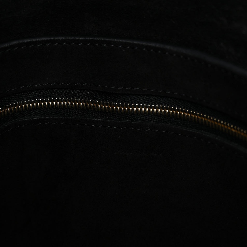 Soft Grained Calfskin Sangle Bucket Bag Black