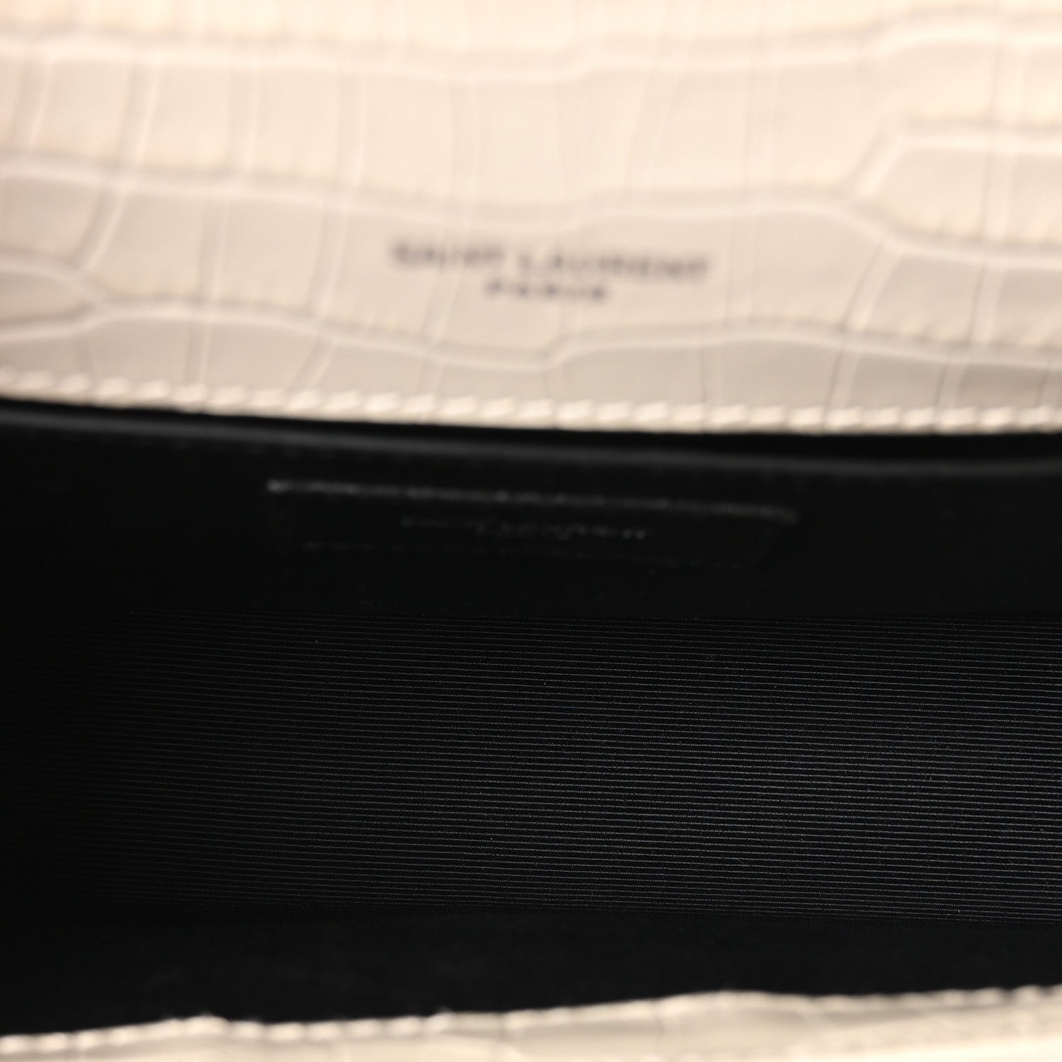 Calfskin Crocodile Embossed Small Classic Monogram Kate Tassel Satchel Blanc Vintage