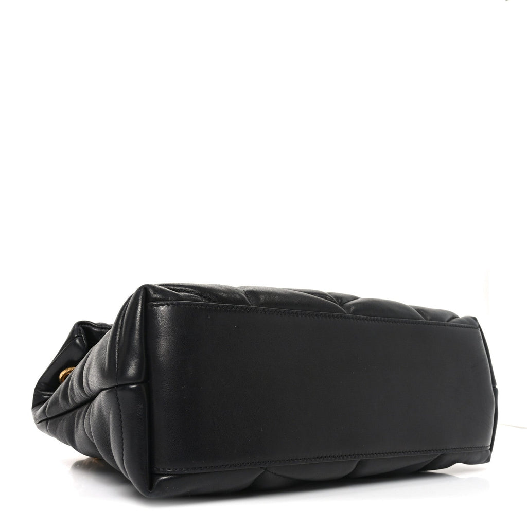 Lambskin Quilted Small Loulou Puffer Monogram Chain Satchel Black