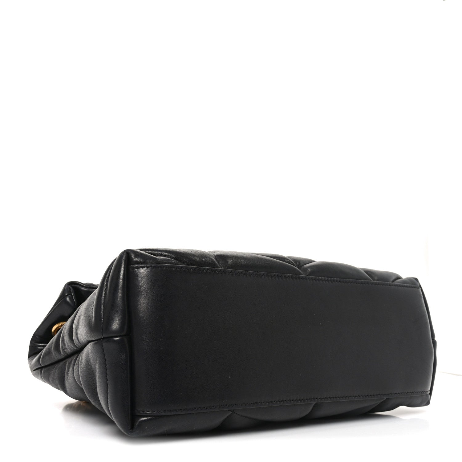 Lambskin Quilted Small Loulou Puffer Monogram Chain Satchel Black