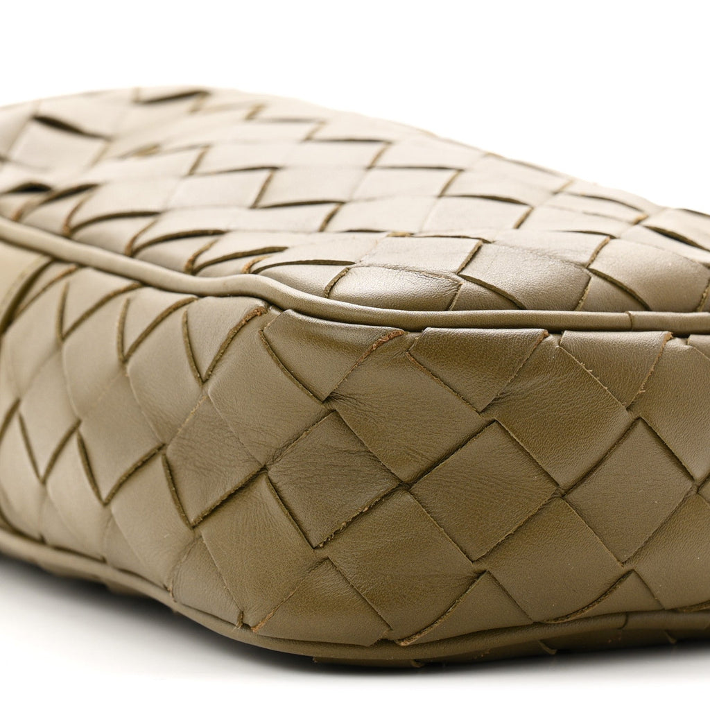 Calfskin Intrecciato Mini Cassette Phone Holder Crossbody Khaki