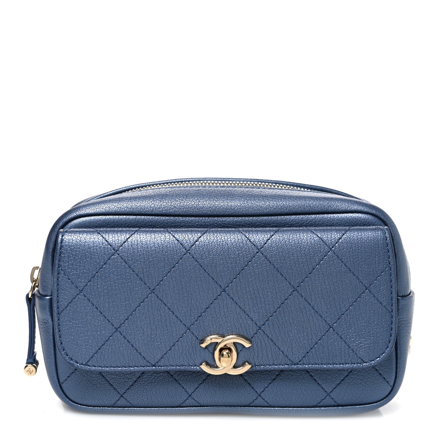 Metallic Goatskin Quilted Casual Trip Waist Bag Blue