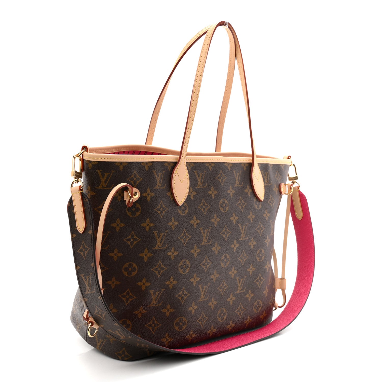 Monogram Inside Out Neverfull Bandouliere MM Rose Pondichery