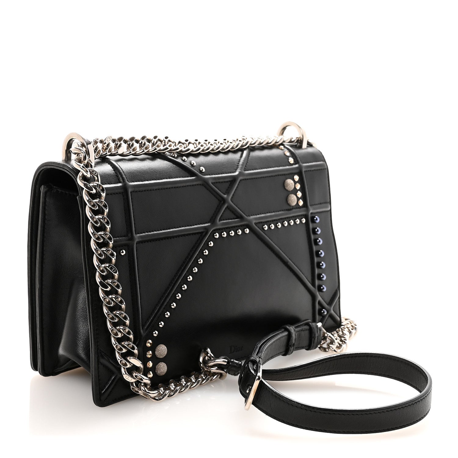 Lambskin Multi Studded Medium Diorama Flap Bag Black