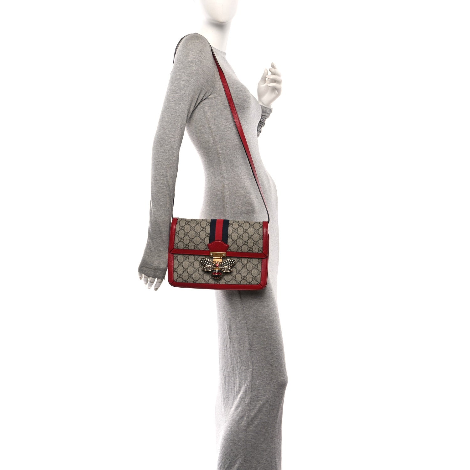 GG Supreme Monogram Medium Queen Margaret Shoulder Bag Red