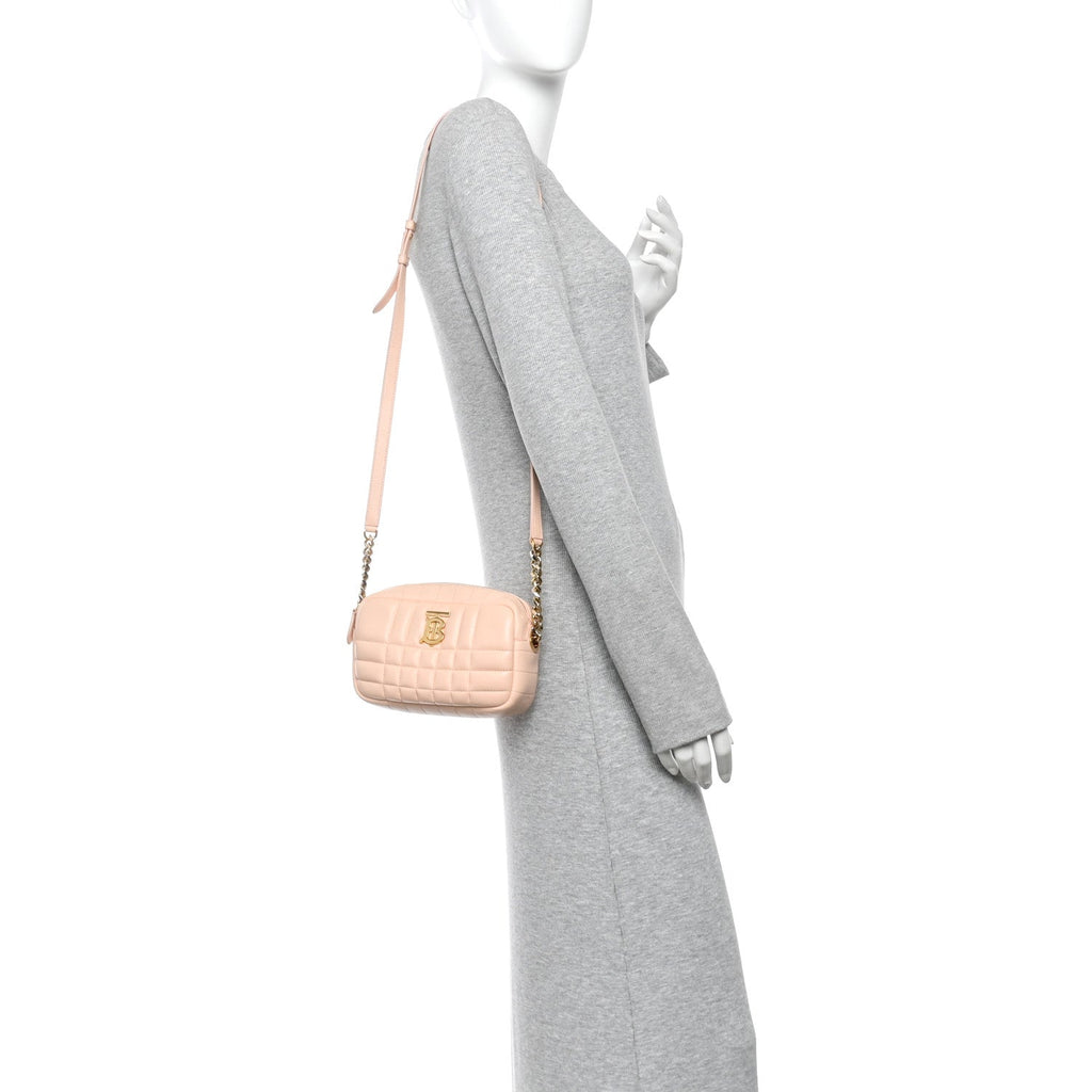 Lambskin Quilted Mini Lola Camera Bag Peach
