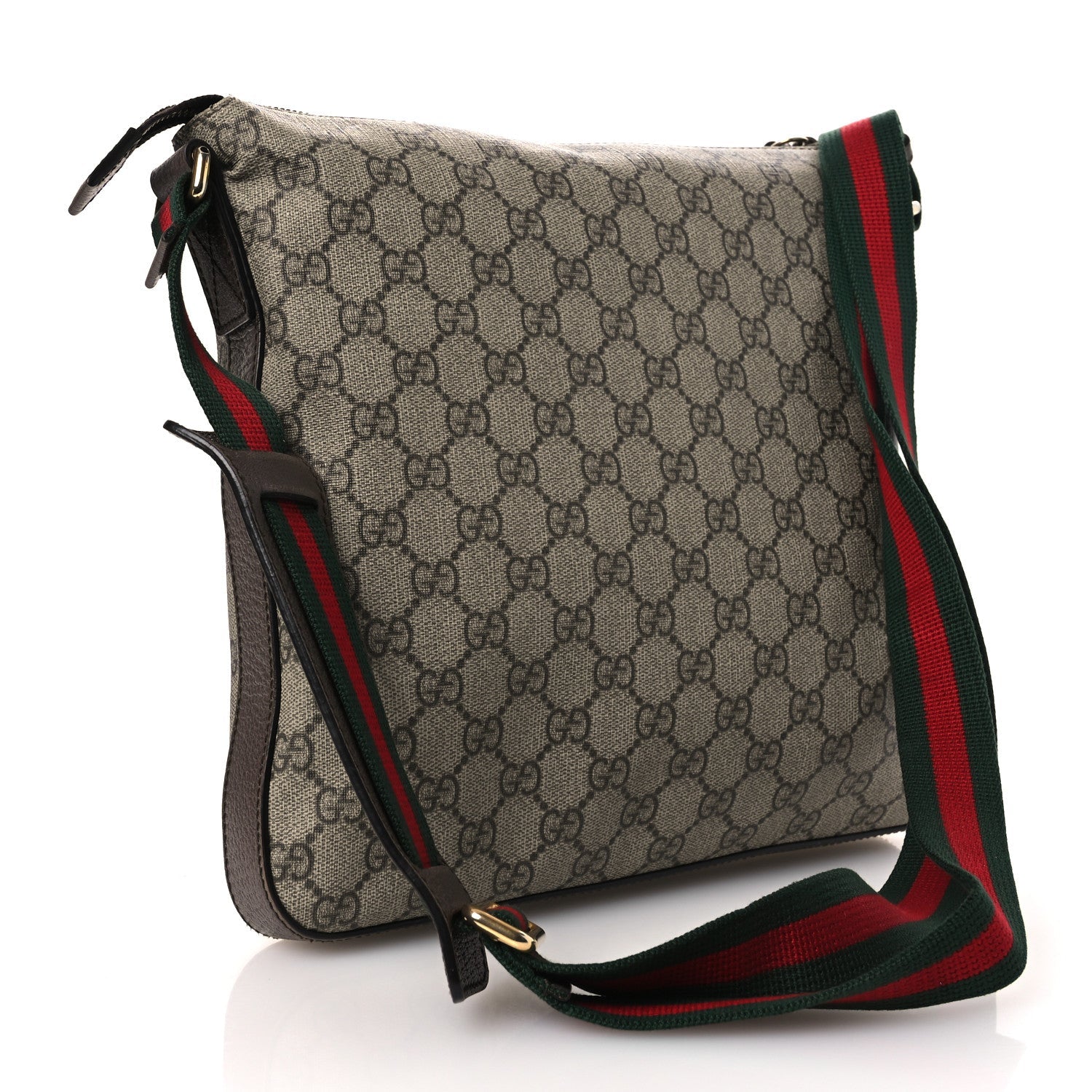 Soft GG Supreme Monogram Courrier Web Medium Flat Messenger Bag Beige New Acero Multicolor