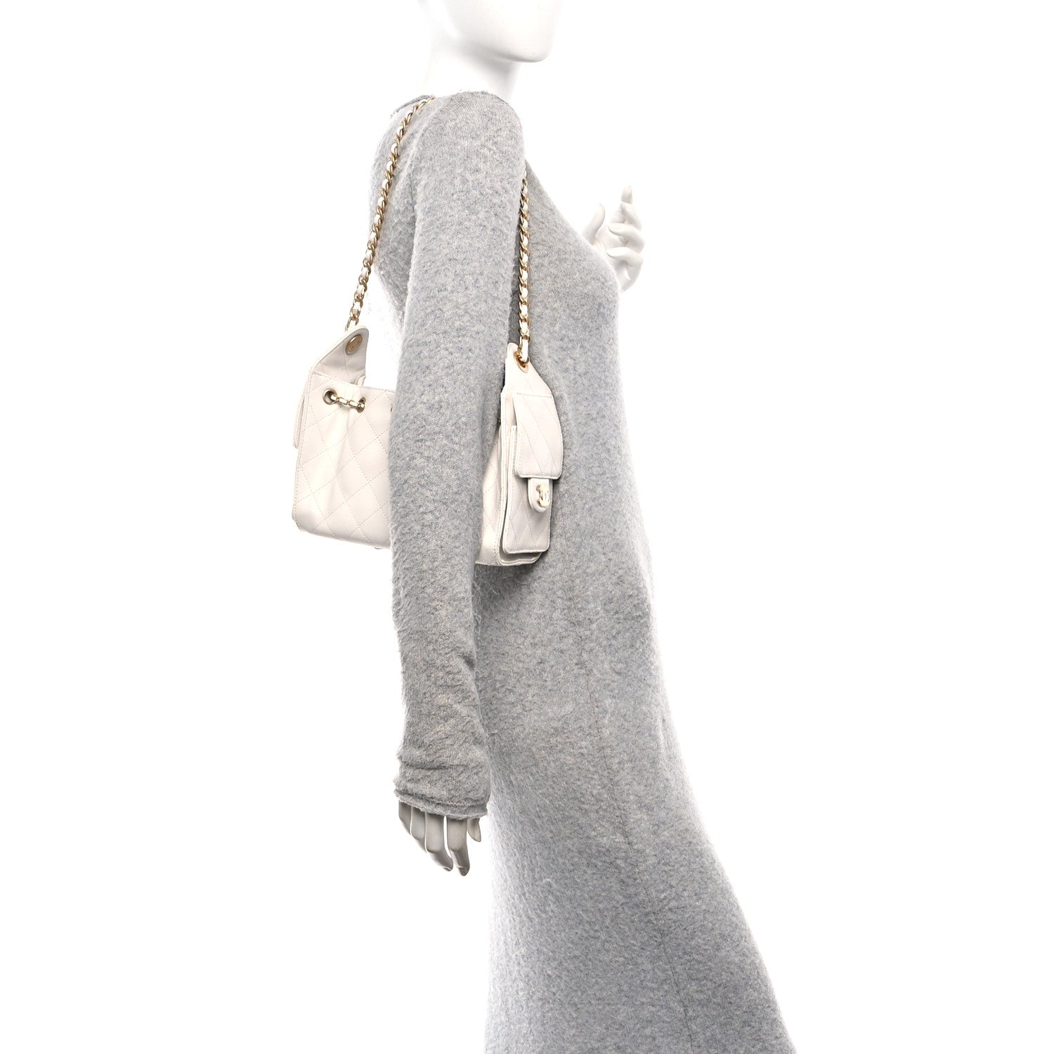 Caviar Quilted Mini Chanel 25 Handbag White