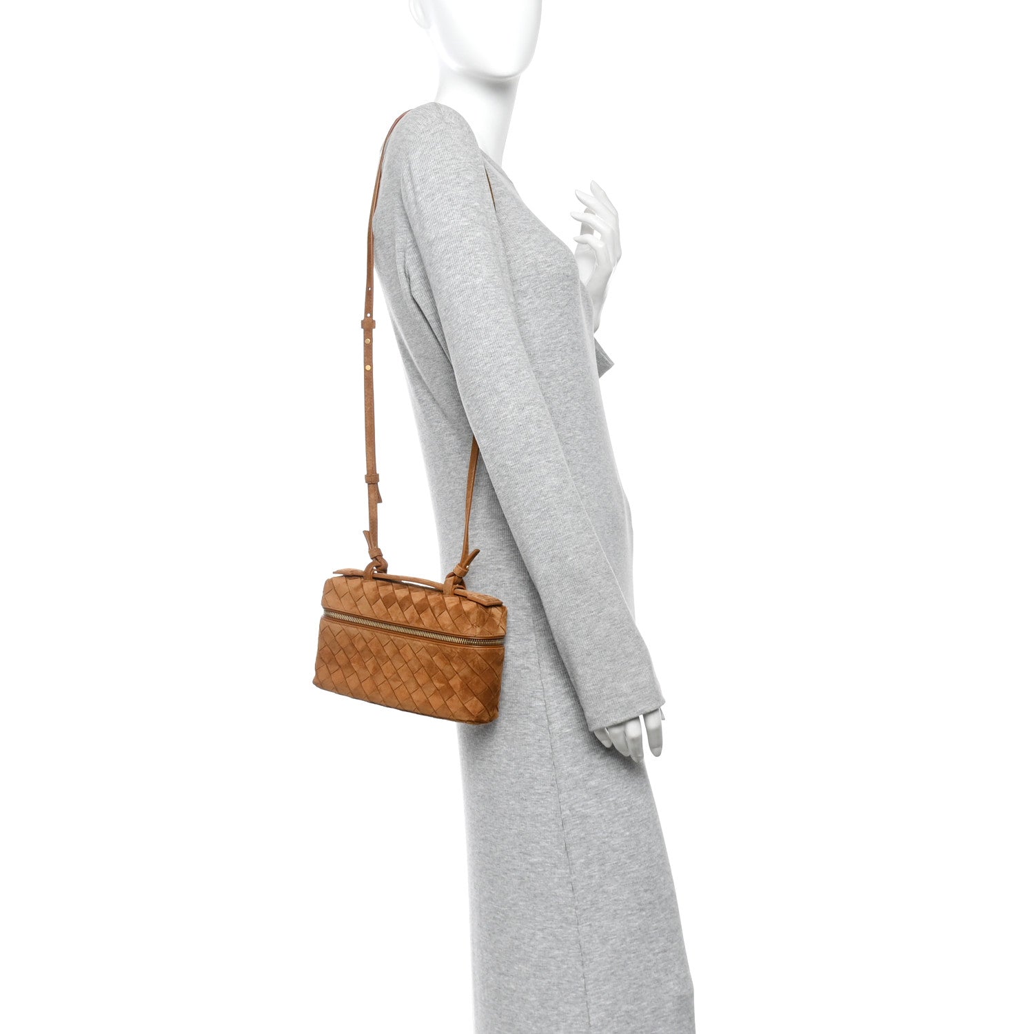 Suede Intrecciato Bang Bang Vanity Case Amber