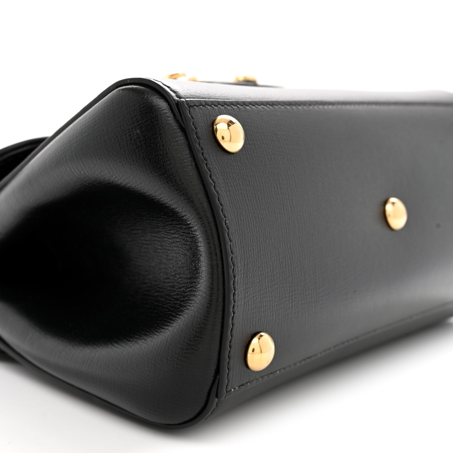 Glazed Textured Calfskin Mini Horsebit 1955 Top Handle Flap Bag Black