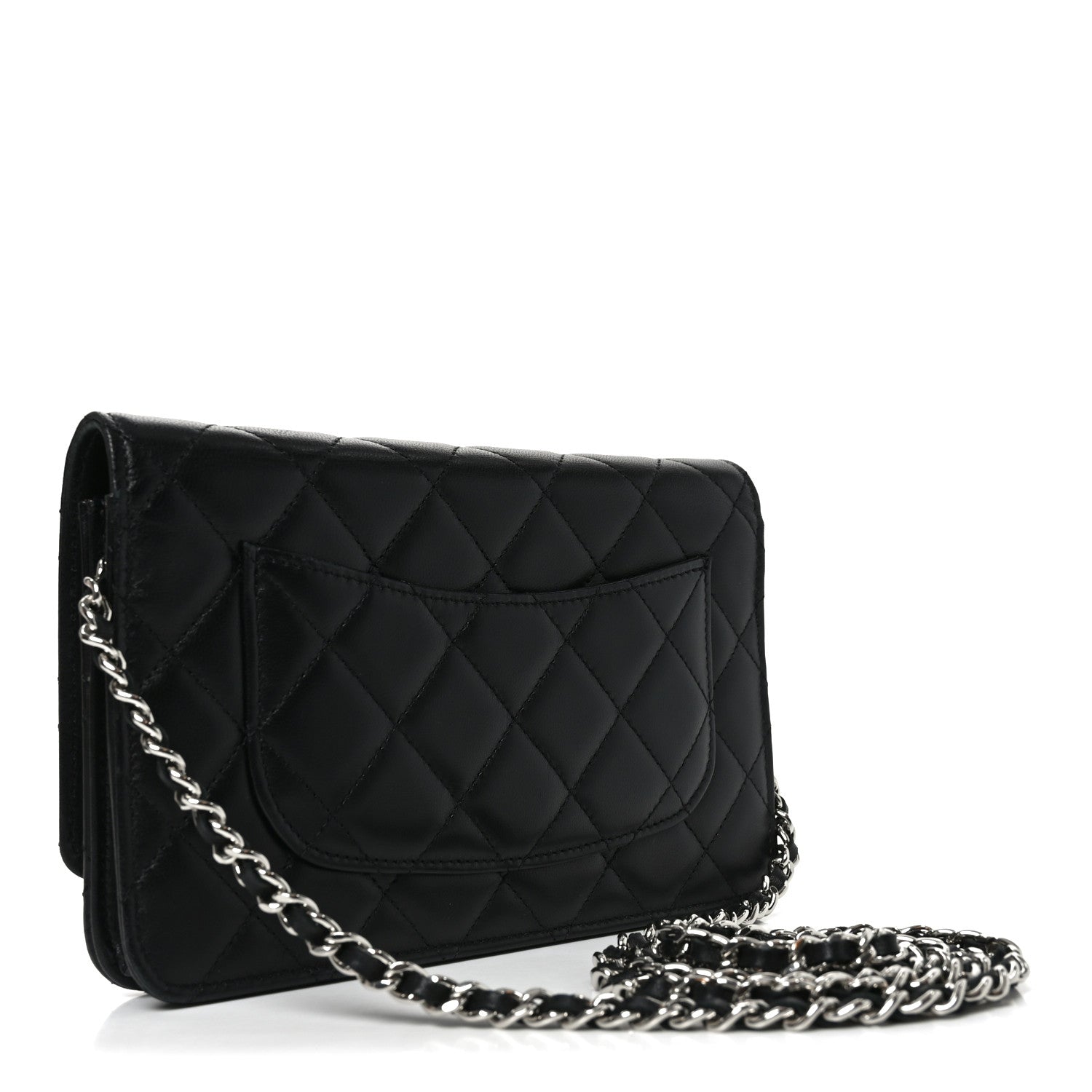Lambskin Quilted Wallet On Chain WOC Black