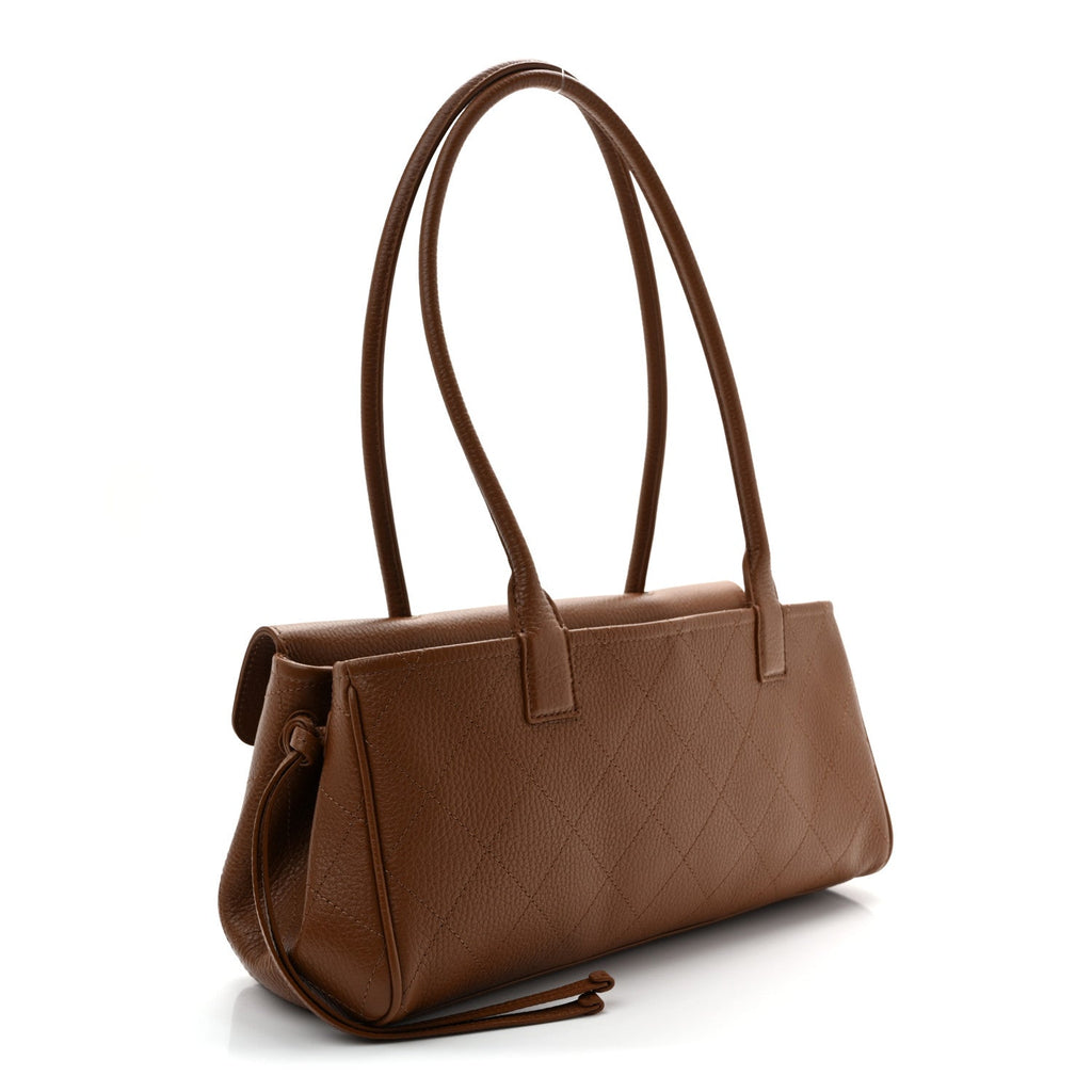Grained Calfskin Stitched Urban Essentials Small Shopping Bag Camel