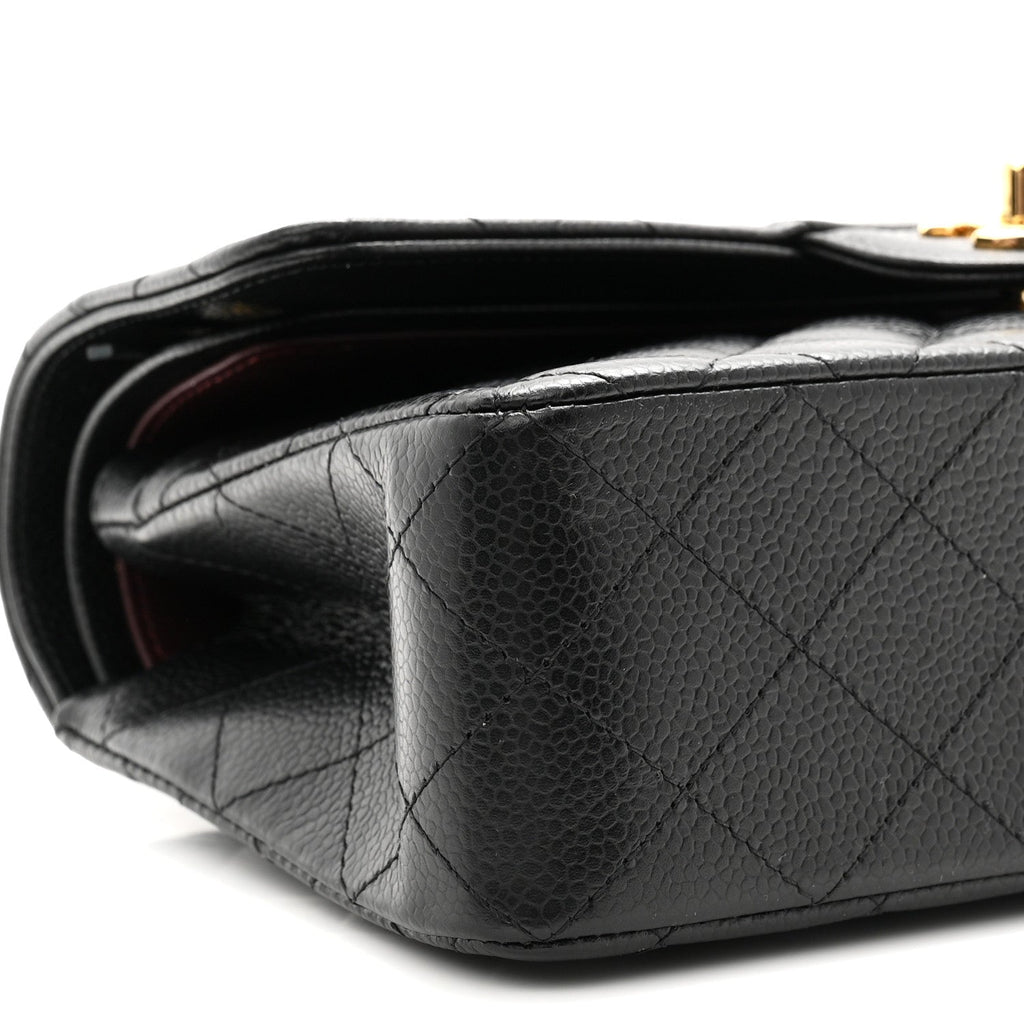 Caviar Quilted Small Double Flap Black