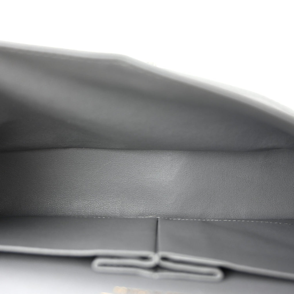 Caviar Quilted Medium Double Flap Grey