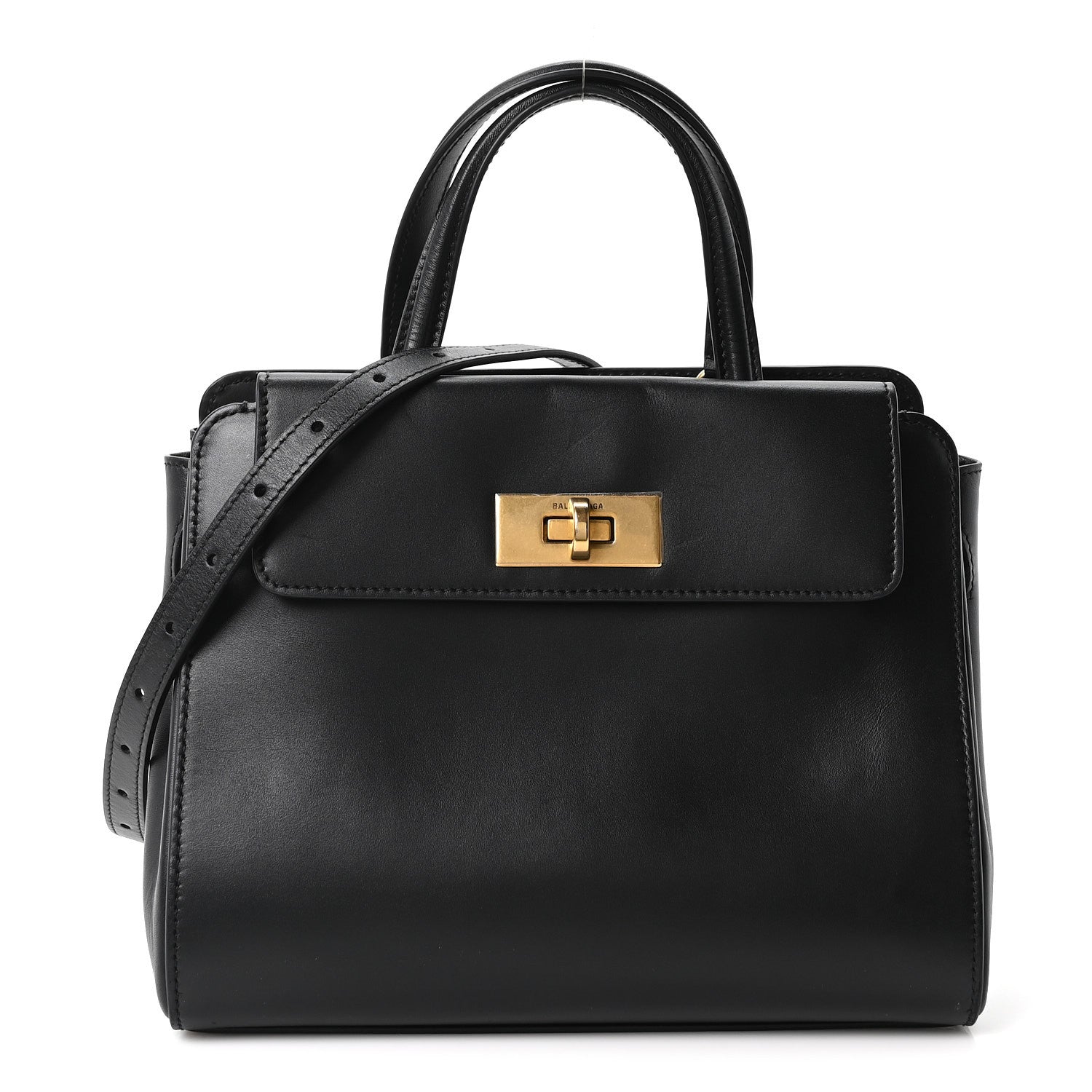 Shiny Box Calfskin Small Money Tote Black