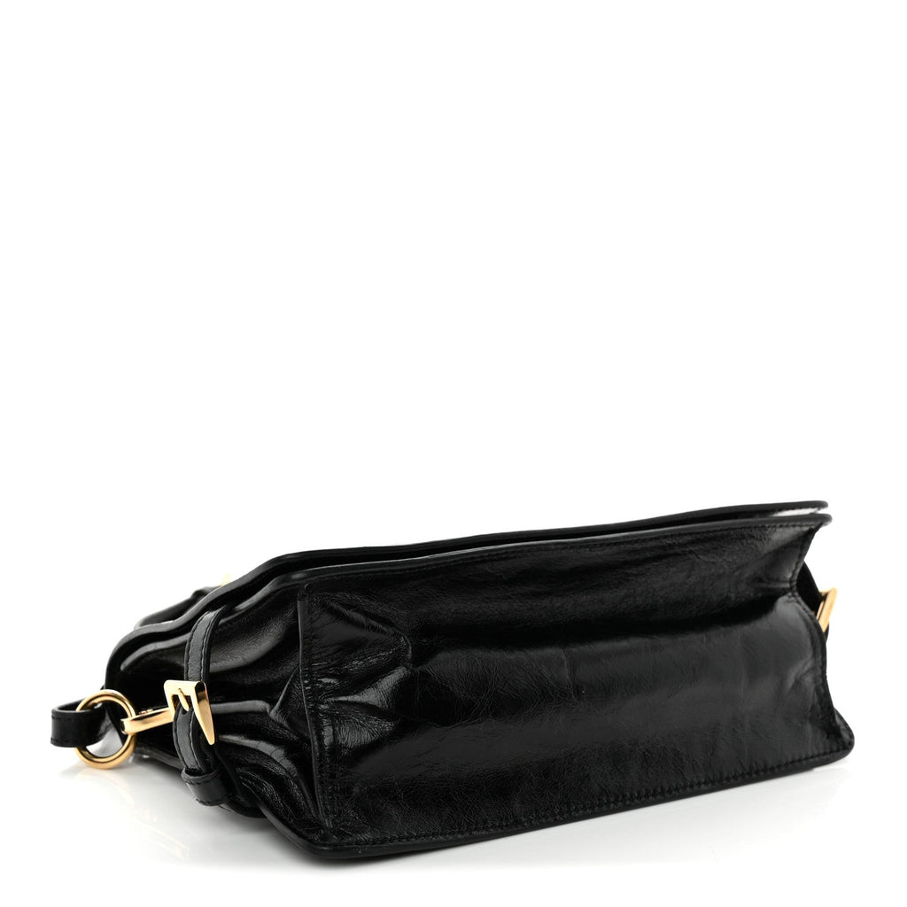 Soft Lux Calfskin Triangle Mini Shoulder Bag Black