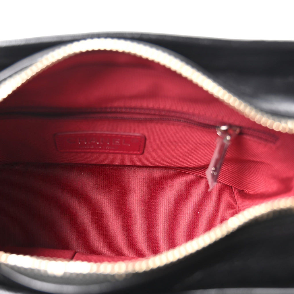 Aged Calfskin Quilted Small Gabrielle Hobo Black
