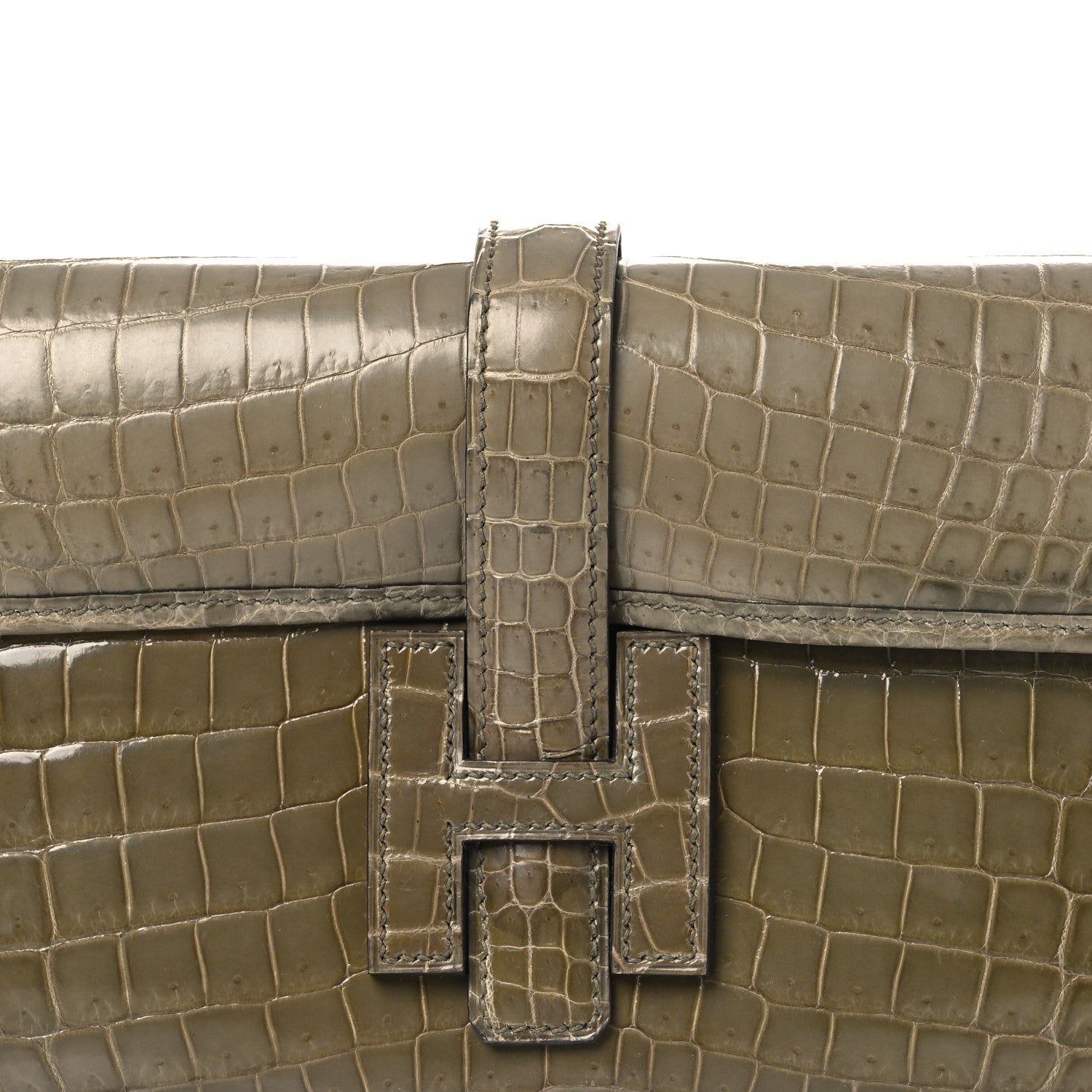 Shiny Niloticus Crocodile Jige Elan 29 Clutch Gris Tourterelle