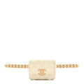 Shiny Caviar Quilted Chain Melody Belt Bag White