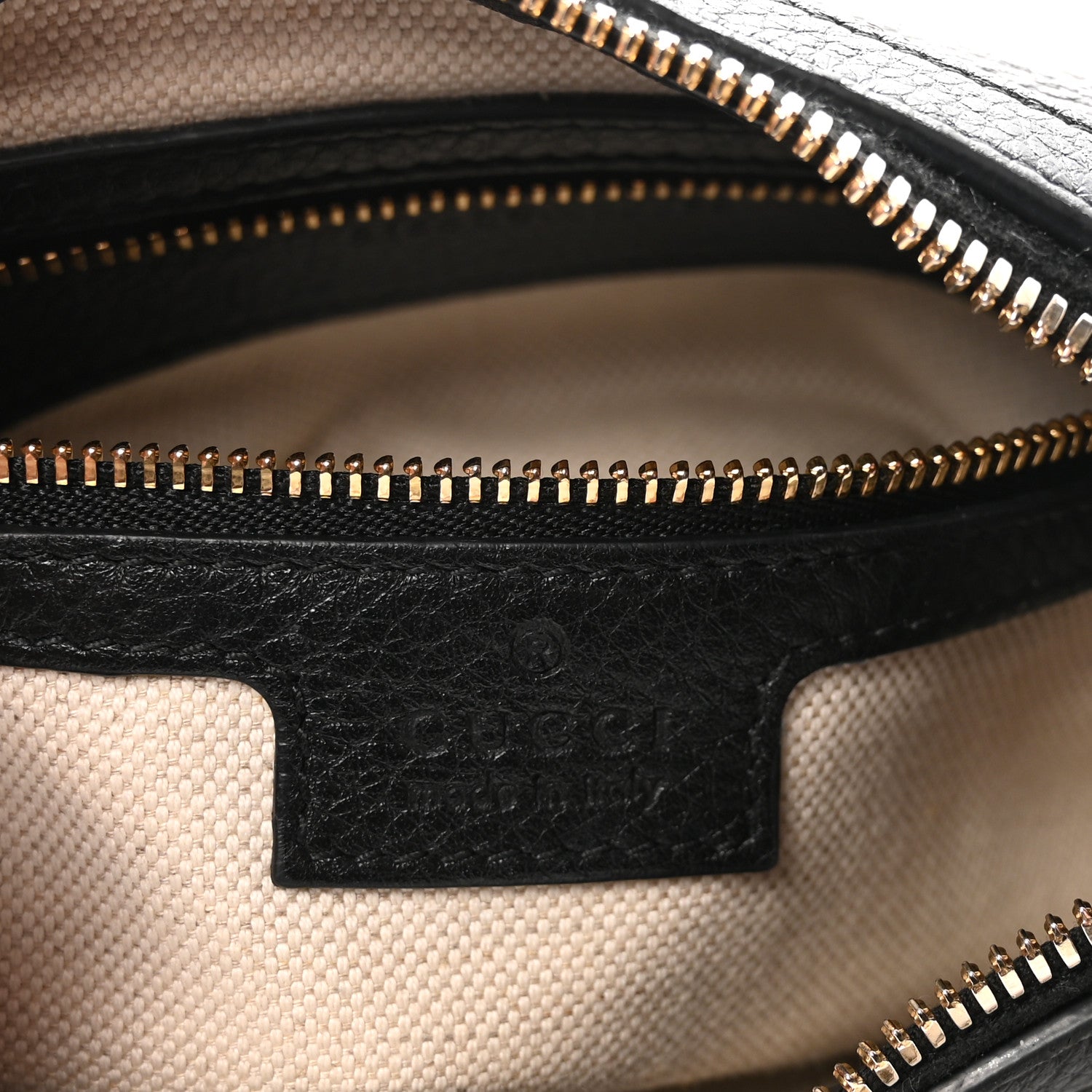 GG Grainy Calfskin Emblem Small Half Moon Shoulder Bag Black